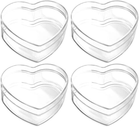 Yardwe Candy Favor Containers 4Pcs Clear Acrylic Plastic Heart-shaped Acrylic Box with Lid Small Storage Boxes for Candy Pill and Tiny Jewelry (2.55X2.36X1.18in) Party Favor Containers in Kuwait