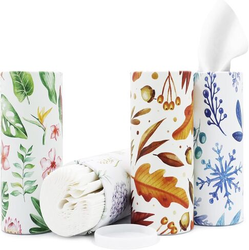 Car Tissue Holder with Facial Tissues, Refillable Car Tissues Cylinder, Tissue Holder in Car, Car Napkin Holder, Tissue Cup Holder Round Box Dispenser for Car(4 Pack) in Saudi Arabia