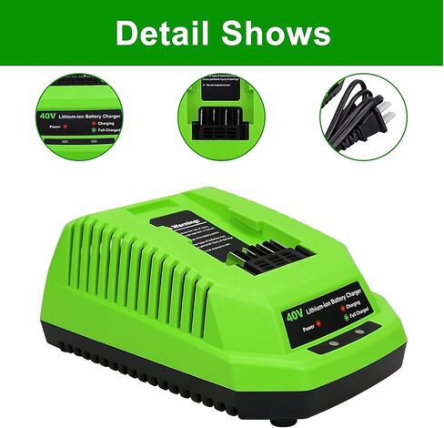 استبدال شاحن OHYES BAT 40V لشاحن بطارية ليثيوم أيون Greenworks 40V 29482 متوافق مع بطارية Greenworks 40V 29472 29252 20202 22262 25312 25322 20642 متوافق مع أدوات G-MAX 40V in Kuwait