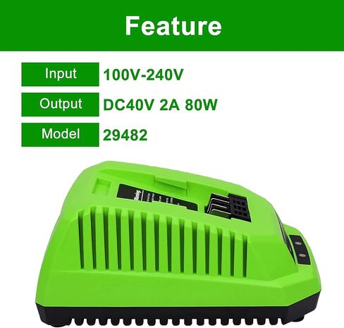 استبدال شاحن OHYES BAT 40V لشاحن بطارية ليثيوم أيون Greenworks 40V 29482 متوافق مع بطارية Greenworks 40V 29472 29252 20202 22262 25312 25322 20642 متوافق مع أدوات G-MAX 40V in Kuwait