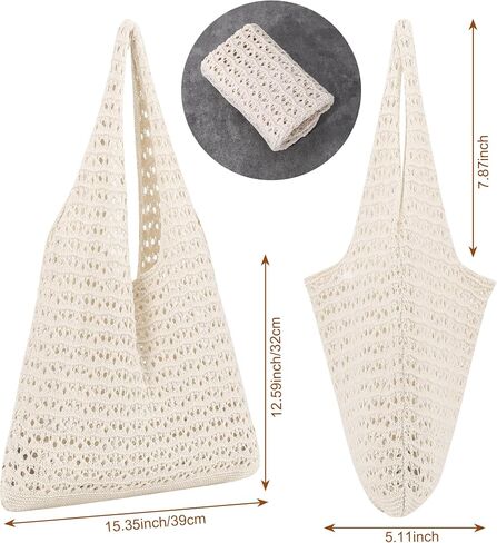 Crochet Beach Bag for Women, Beach Tote Bag for Summer Knit Mesh Shoulder Bag for Girls Travel Vacation Beach in Saudi Arabia