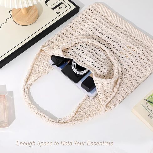 Crochet Beach Bag for Women, Beach Tote Bag for Summer Knit Mesh Shoulder Bag for Girls Travel Vacation Beach in Saudi Arabia