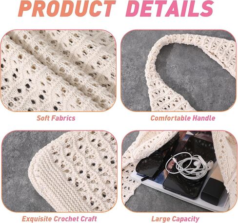 Crochet Beach Bag for Women, Beach Tote Bag for Summer Knit Mesh Shoulder Bag for Girls Travel Vacation Beach in Saudi Arabia