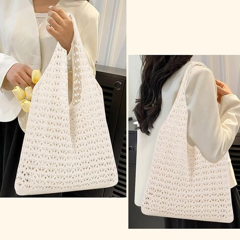 Crochet Beach Bag for Women, Beach Tote Bag for Summer Knit Mesh Shoulder Bag for Girls Travel Vacation Beach in Saudi Arabia