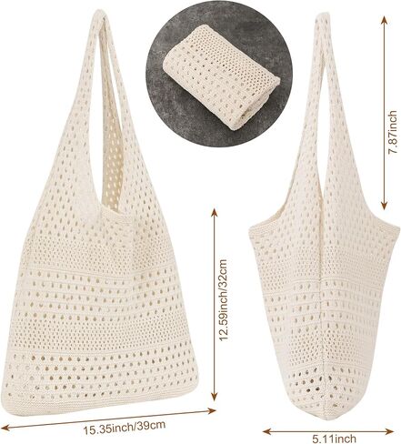 Crochet Beach Bag for Women, Beach Tote Bag for Summer Knit Mesh Shoulder Bag for Girls Travel Vacation Beach in Saudi Arabia