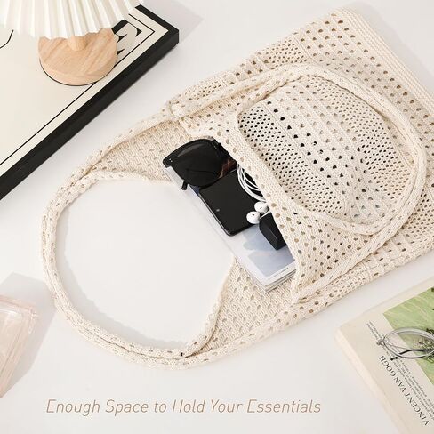 Crochet Beach Bag for Women, Beach Tote Bag for Summer Knit Mesh Shoulder Bag for Girls Travel Vacation Beach in Saudi Arabia