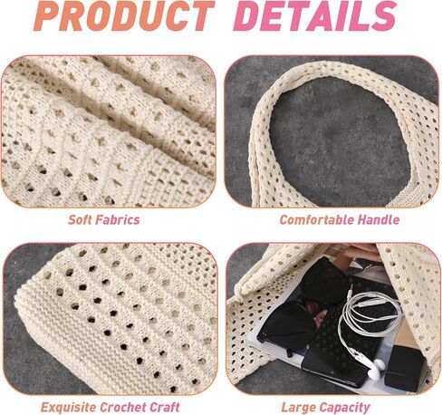 Crochet Beach Bag for Women, Beach Tote Bag for Summer Knit Mesh Shoulder Bag for Girls Travel Vacation Beach in Saudi Arabia