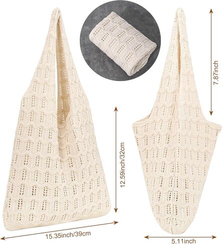 Crochet Beach Bag for Women, Beach Tote Bag for Summer Knit Mesh Shoulder Bag for Girls Travel Vacation Beach in Saudi Arabia
