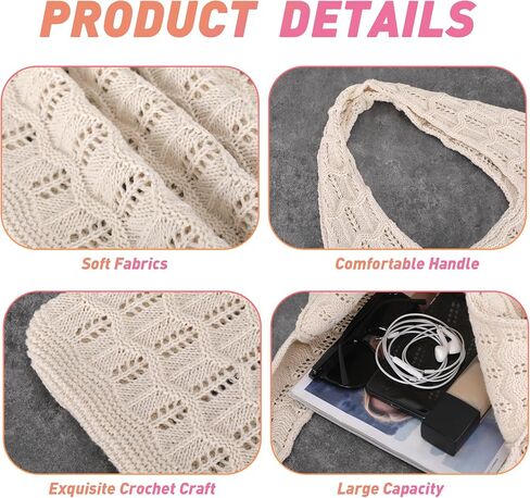Crochet Beach Bag for Women, Beach Tote Bag for Summer Knit Mesh Shoulder Bag for Girls Travel Vacation Beach in Saudi Arabia