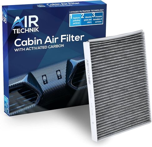 فلتر هواء المقصورة AirTechnik CF8804A مع الكربون المنشط | يناسب بويك ليسابر 2000-2005 / كاديلاك ديفيل 00-2005، DTS 2006-2011 / أولدزموبيل أورورا 2001-2003 / بونتياك بونفيل 2000-2005 - MC1011 in Kuwait