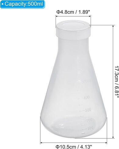PATIKIL 100ml Plastic Erlenmeyer Flask with Screw Caps, 1 Pack Narrow Mouth Conical Flask for Laboratory, Clear in Saudi Arabia