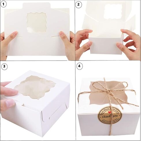 50 PCS 4 Inch Bakery Boxes with Window, Small Cookie Boxes 4x4x2.5 Inches Cake Boxes, Paper Treat Favor Boxes for Cupcakes Candy Chocolate Strawberries Muffins Donuts Dessert Pastry (Black) in Saudi Arabia