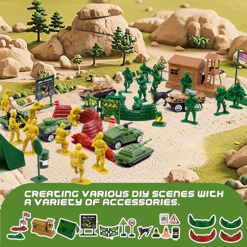 Army Men Playset with Army Men Action Figures, Army Men Soldiers Toys for Boys Kids Ages 4-8-12, Military Toys Set with Army Men Tank, Plane, Green Army Men, Army Guys, Toy Soldiers for Boys in Saudi Arabia
