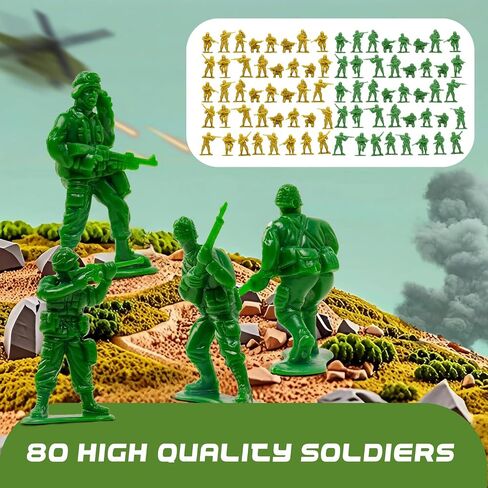 Army Men Playset with Army Men Action Figures, Army Men Soldiers Toys for Boys Kids Ages 4-8-12, Military Toys Set with Army Men Tank, Plane, Green Army Men, Army Guys, Toy Soldiers for Boys in Saudi Arabia