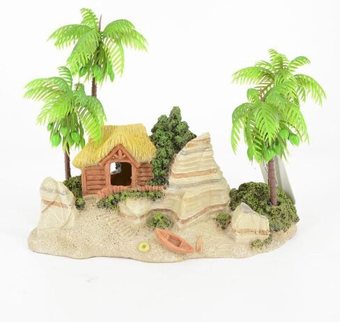 POPETPOP 1PC Aquarium Decorate Aquarium Decoration Fish Tank Decor Boat Decorations Romantic Beach Coconut Tree Wooden House Fish Tank Decorations Fish Tank Ornaments in Saudi Arabia