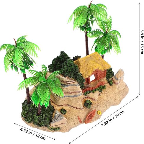 POPETPOP 1PC Aquarium Decorate Aquarium Decoration Fish Tank Decor Boat Decorations Romantic Beach Coconut Tree Wooden House Fish Tank Decorations Fish Tank Ornaments in Saudi Arabia