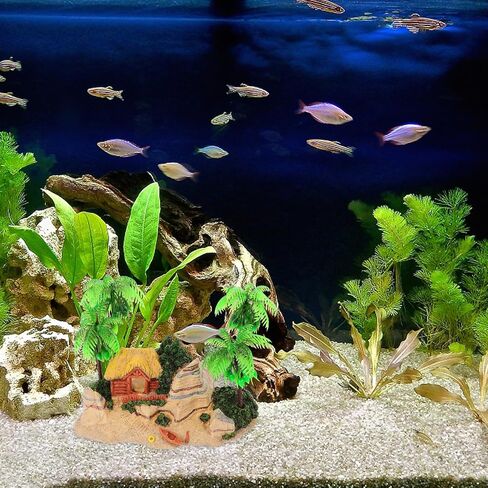 POPETPOP 1PC Aquarium Decorate Aquarium Decoration Fish Tank Decor Boat Decorations Romantic Beach Coconut Tree Wooden House Fish Tank Decorations Fish Tank Ornaments in Saudi Arabia
