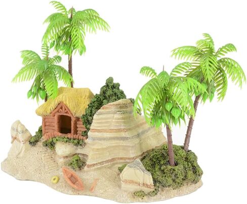 POPETPOP 1PC Aquarium Decorate Aquarium Decoration Fish Tank Decor Boat Decorations Romantic Beach Coconut Tree Wooden House Fish Tank Decorations Fish Tank Ornaments in Saudi Arabia