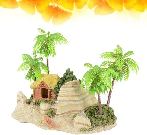 POPETPOP 1PC Aquarium Decorate Aquarium Decoration Fish Tank Decor Boat Decorations Romantic Beach Coconut Tree Wooden House Fish Tank Decorations Fish Tank Ornaments in Saudi Arabia
