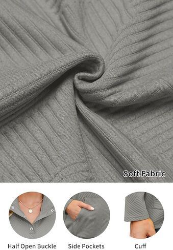 Womens Button Down Sweatshirts - Fashion Pullovers Shirts Tops with Casual Long Sleeve & Big Pocket Design in Saudi Arabia