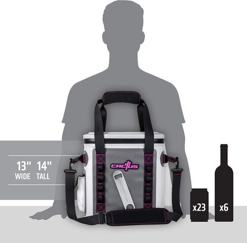 CACTUS Mojave 23 Party Kit - Insulated Soft Cooler/Non-Permeable/Long Lasting Cold Tech + Free Bonus Items: Soft Cold Pack, Neo Drink Holders, Stainless Opener w/Magnetic Front Panel (Cosmo Pink) in Saudi Arabia