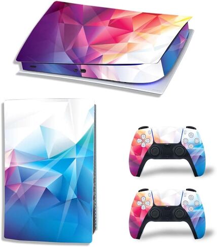 Vinyl Skin for PS5 Digital Edition Console & Controllers Only, Sticker Decorate and Protect Equipment Surface, Colorful Triangle in Saudi Arabia