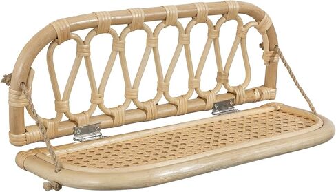 أرفف الحائط رف الروطان 16.5 بوصة ديكور حائط بوهو مصنوع يدويًا ديكور ريفي عائم للحمام وغرفة نوم الحضانة، رفوف تخزين خشبية وخشبية مثبتة على الحائط، أرفف معلقة in Kuwait