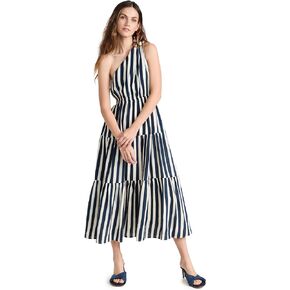 MOON RIVER Women's One Shoulder Cut-Out Tiered Shirred Midi Dress