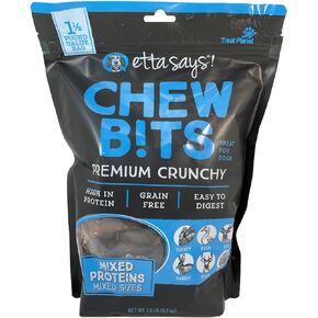 ETTA SAYS! Premium Chew Crunchy Dog Treats 1.5 Pound Bag – 100% Natural Dog Chews, Mixed Proteins and Sizes, Grain-Free, Made in The USA Dog Treats