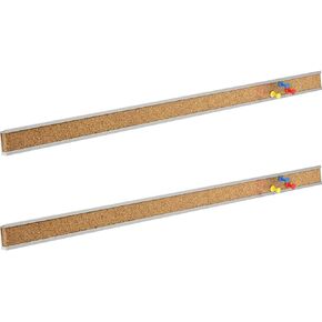 Corksidol Bulletin Bar Strip, Cork Board, 15" x 1", Classroom, Office, Cubicle, Aluminum Frame (Silver)