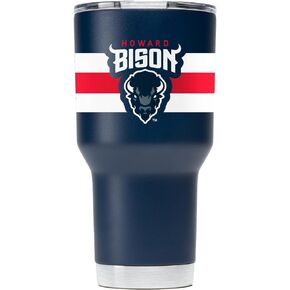 Gametime Sidekicks Howard University 30oz Navy Tumbler - Officially Licensed, 18/8 Stainless Steel, Double-walled, Vacuum-insulated, UV LED Printed Logos, Stays Hot/Cold - 360 Wrap