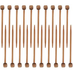 20Pcs Bamboo Marking Pins Single Pointed Knitting Needles 2.65 Inch Long Walnut Color Mini Marking Pins Knitting Accessories Crochet Supplies for Handmade Knitting DIY Projects