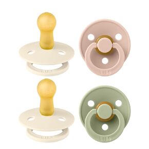 BIBS Colour Soother 4-Pack | BPA Free Dummy Pacifier | Round Nipple | Natural Rubber Latex | Made in Denmark | Size 6-18 Months | Ivory Mix