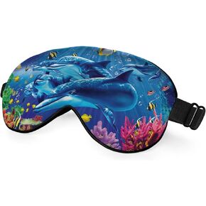 Cat Silk Eye Mask Sleep Mask Cute Funny Kitten Big Green Eyes Animal Pet Eye Mask with Adjustable Strap Lightweight for Women Work Travel Night Sleep