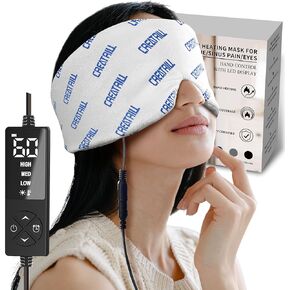 CREATRILL Sinus Heating Pad for Face, Extra Large Sinus Pressure Relief Heated Eye Mask, Migraine Mask for Headache Relief