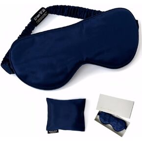 100% Natural Mulberry Silk Eye Mask - Ultra-Soft Premium Silk Sleep Mask for Women & Men, Essential Travel & Vacation Flight Companion, Top Comfort Weighted Eye Mask for Sleeping - Black
