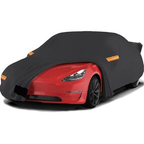 غطاء سيارة كبير النمل، غطاء سيارة سيدان مقاوم للماء بنسبة 100٪ مناسب لطراز Tesla Y، أغطية سيارة للحماية من جميع الأحوال الجوية مع شبكة تهوية وسحاب باب السائق لمنفذ الشحن، أسود in Kuwait