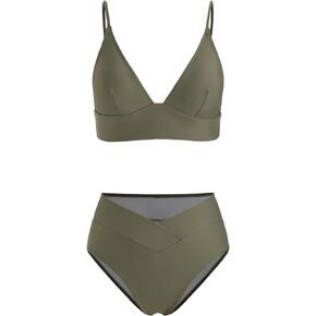 CIDER Tummy Control V-Neck Solid Jersey Bikini Swimsuit