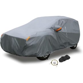 X AUTOHAUX Full SUV Car Cover w/Zipper Door Soft Lining Waterproof Outdoor All Weather Fit for 207"x79"x73" SUVs Breathable Rain Sun Snow Dust Scratch Resistant Protection YXL Gray