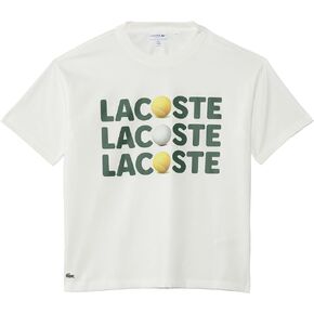 Lacoste Short Sleeve Crew Neck Tee Shirt W/Large Wording Graphic + Tennis Ball