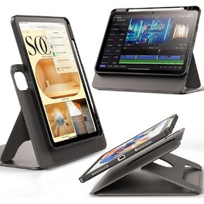 INFILAND Case for iPad Air 11-inch M2 (2024), iPad Air 5th Generation (2022) / iPad Air 4th Gen (2020) 10.9 Inch, Removable Magnetic Cover, Vertical/Horizontal Adjustable Stand, Grey
