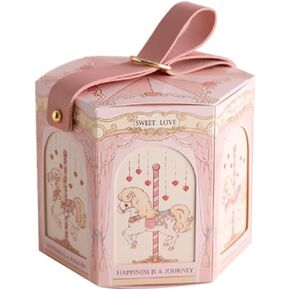 Colias Wing 20 pcs Carousel Series Stylish Design Hexagon Wedding Birthday Party Favor Candy Boxes-Light Pink
