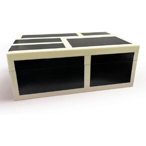 Perilla Home Home Decor Decorative Storage Wooden Boxes Keepsake Box Gifts For All Brown and off white (Felix)