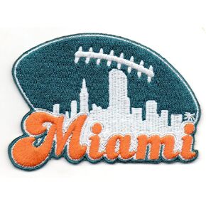 Smc Store City of Miami Logo Patch Embroidery American Football Fan Favorite Team Iron On Sew On Embroidered Patch