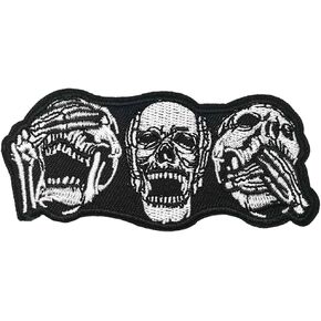 MUNAN ثلاثة رؤوس جمجمة عيون مغلقة آذان تثاؤب فم مخيف رقعة مطرزة زين شارة حديد على خياطة على الشعار in Kuwait