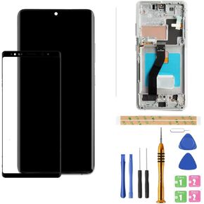 [Sliver with Frame] Amoled LCD for Samsung Galaxy S21 Ultra 5G G998 Digitizer Screen LCD Display Touch Assembly Replacement SM-G998 G998A G998F G998P G998R4 T U V W 6.8 inch by BITANR