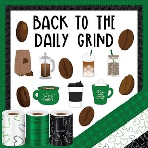 39 Pieces Coffee Classroom Decor Back to School Bulletin Board with 3 Roll 98.4ft Coffee Themed Bulletin Board Border Cutouts Set for School Classroom Party Decor DIY