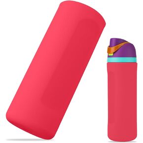 Silicone Water Bottle Boot for Owala 24oz, Full Wrap Protection Anti-Sliding Bottom Protective Sleeve Case Compatible with FreeSip Water Bottle Gift for Owala Protector Cover Accessory (Bright Pink)