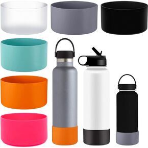 6 PCS Protective Silicone Bottle Boot Silicone Water Bottle Protective Boot Bottom Boot Sleeve Cover Bottle Bumper Silicone Sleeve Silicone Bottom for Hydroflask Boot 12-24oz Avoid Scratches & Noise