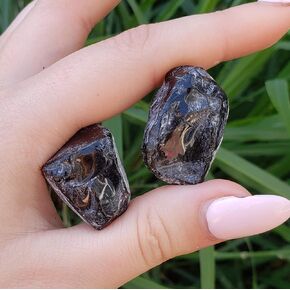 Apache Tears volcanic Obsidian Natural Healing Crystal Gemstone Stones - 2pc set
